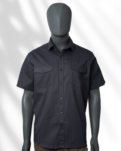 Slim Fit Double Pocket Plain Shirt - S/S
