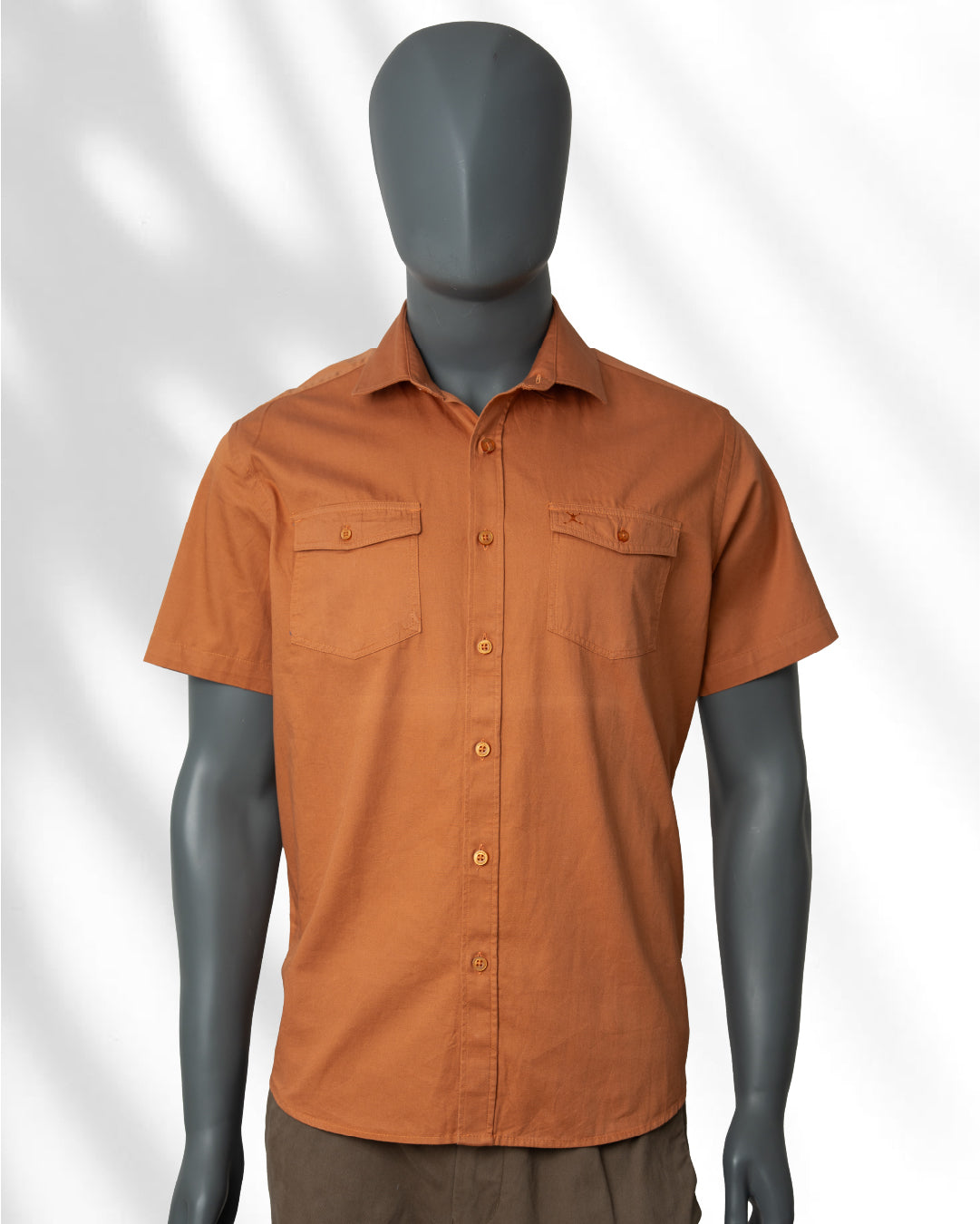 Slim Fit Double Pocket Plain Shirt - S/S