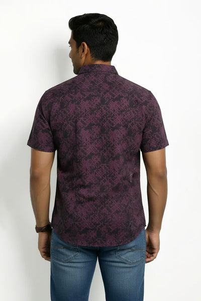 Slim Fit Cotton Printed S/S Shirt