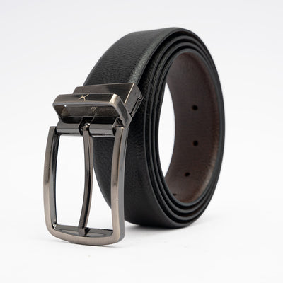 Genuine Leather Reversible Standard Lock Belt - Black / Dark Brown