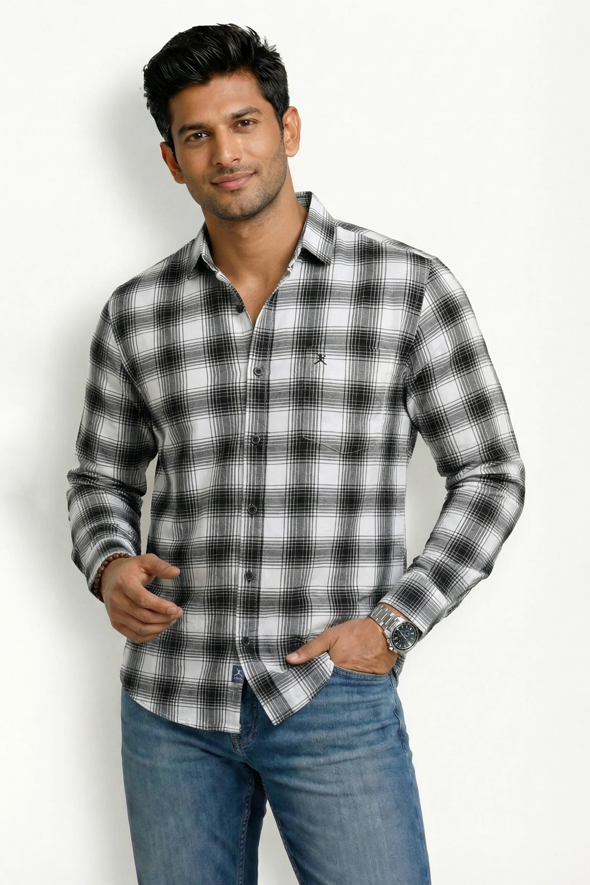 Slim Fit Cotton Check L/S Shirt