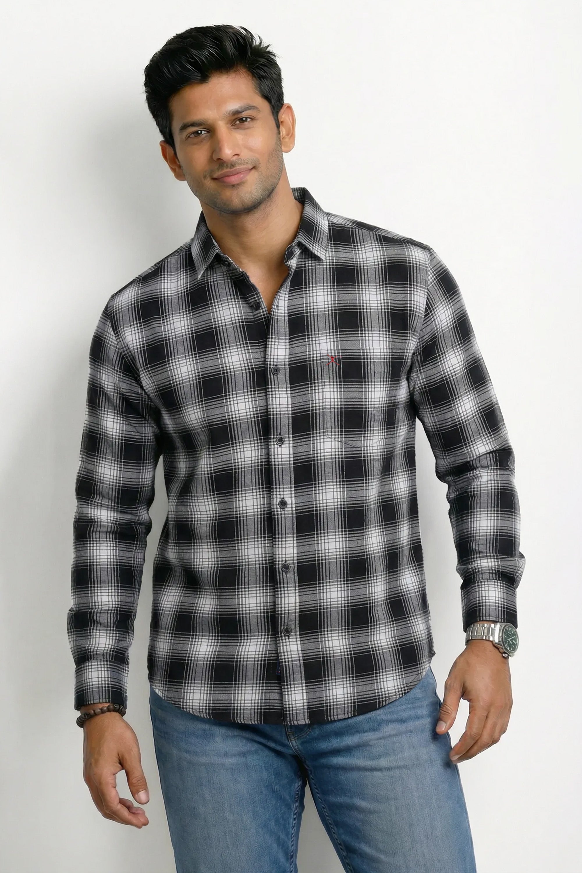 Slim Fit Cotton Check L/S Shirt