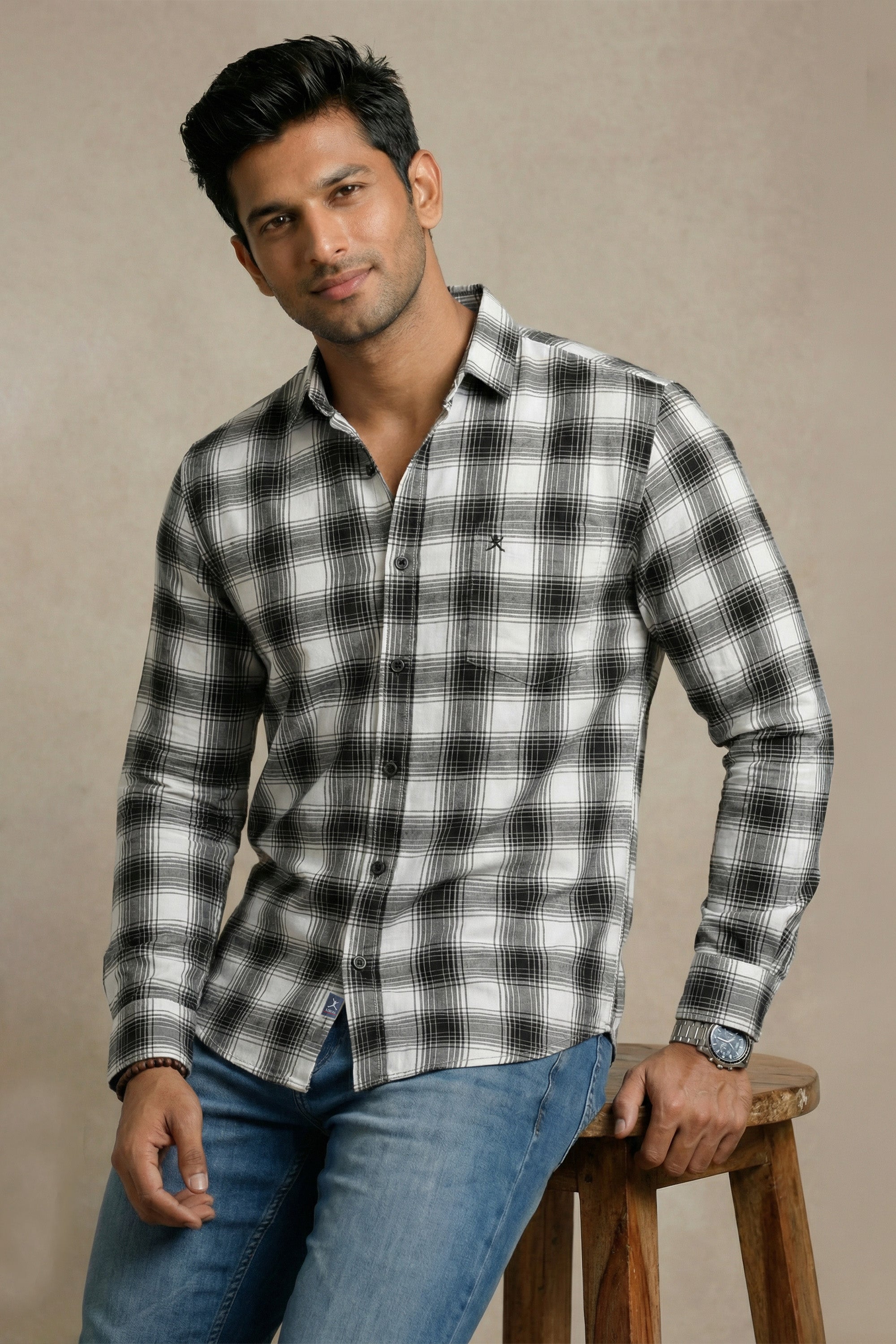 Slim Fit Cotton Check L/S Shirt