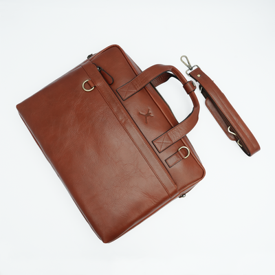 Italian Leather Executive Bag - Tan