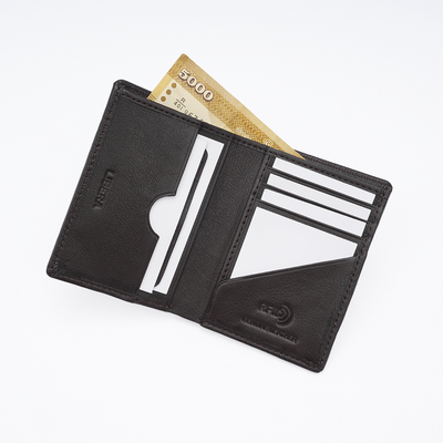Genuine Leather Card Wallet - Coffee Brown