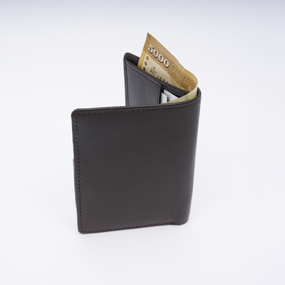 Genuine Leather Card Wallet - Coffee Brown