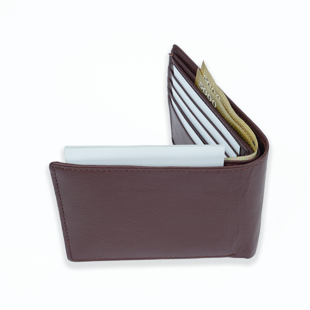 Genuine Leather RFID Wallet - Burgundy