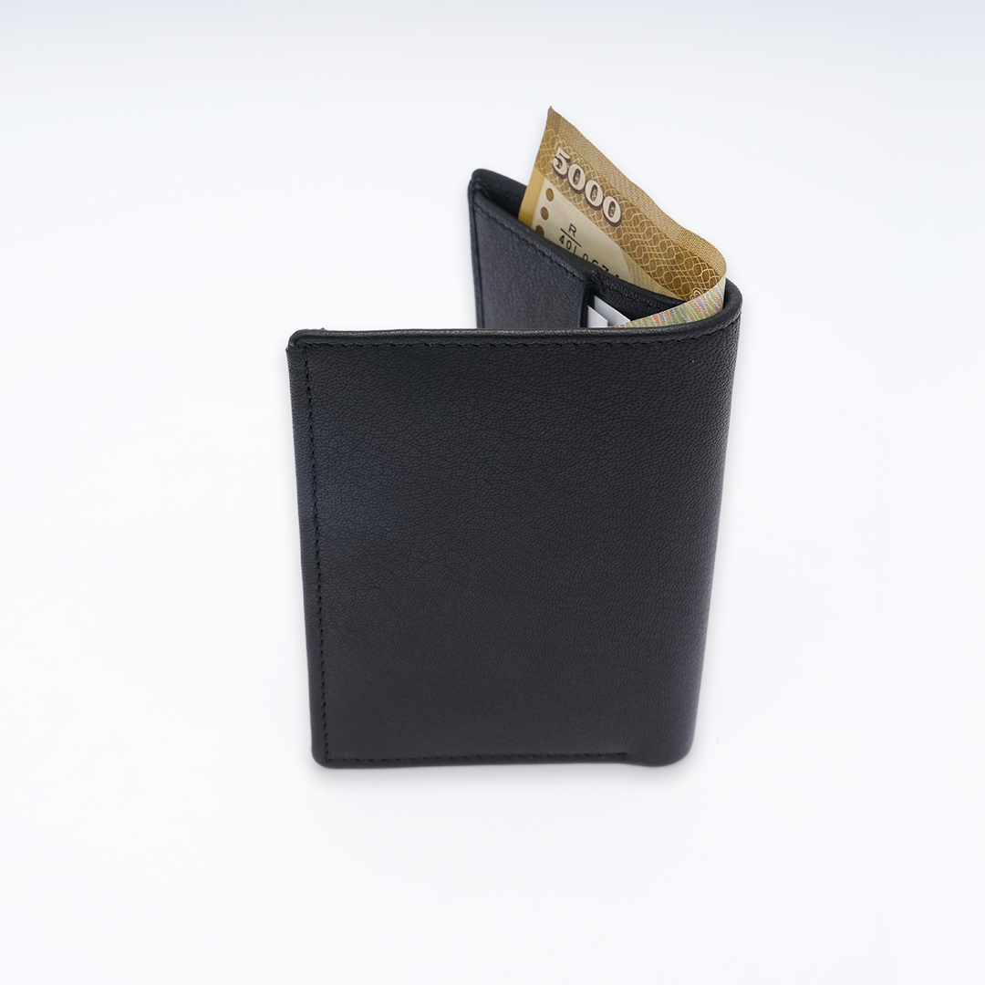 Genuine Leather Card Wallet - Black