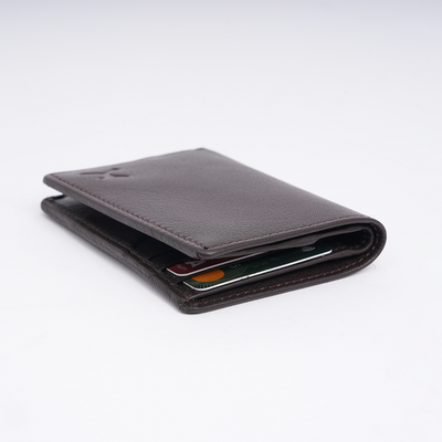 Genuine Leather Card Wallet - Coffee Brown