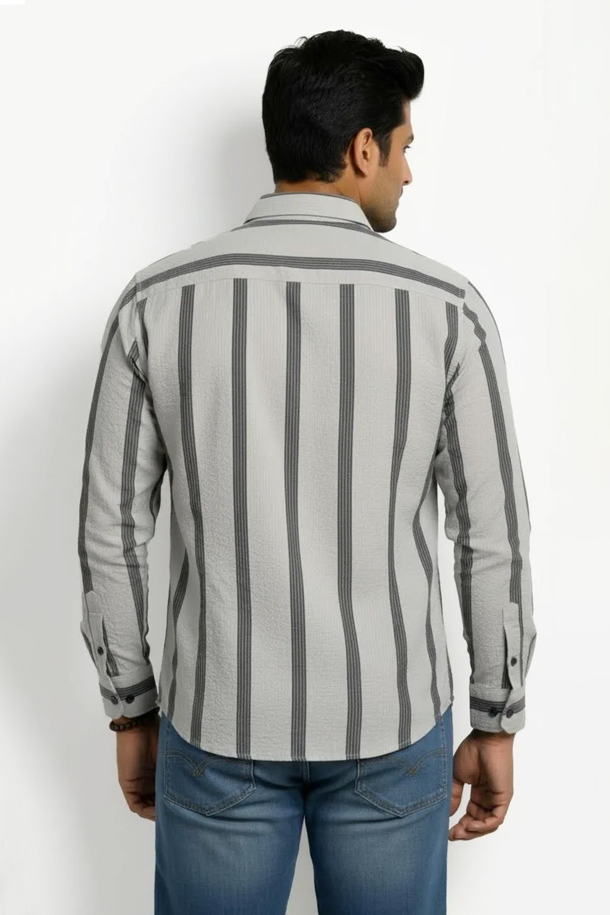Slim Fit Cotton Horizontal Stripes L/S Shirt