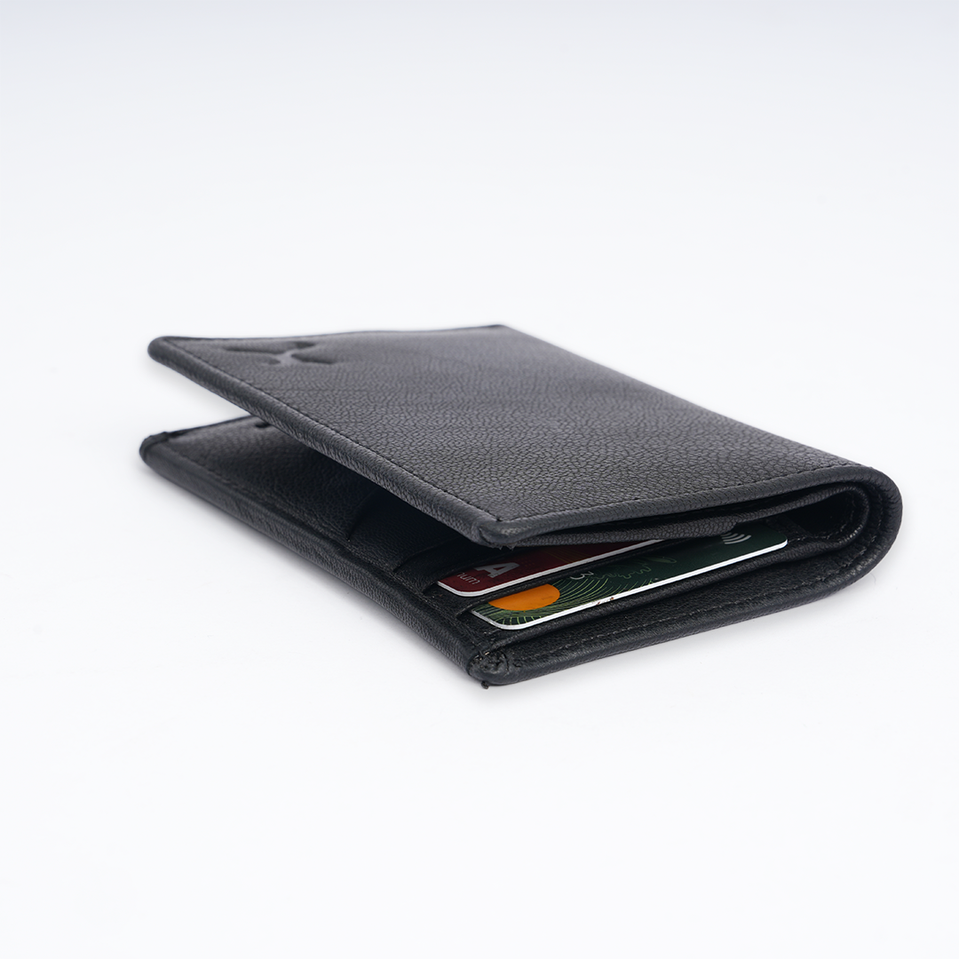 Genuine Leather Card Wallet - Black