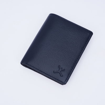 Genuine Leather RFID Hip Wallet - Navy Blue