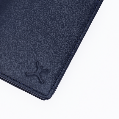 Genuine Leather RFID Hip Wallet - Navy Blue