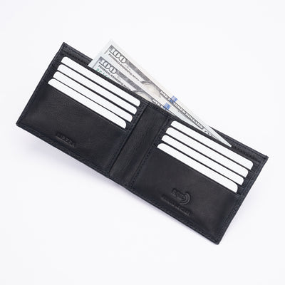 Italian Saffiano Leather RFID Wallet - Black
