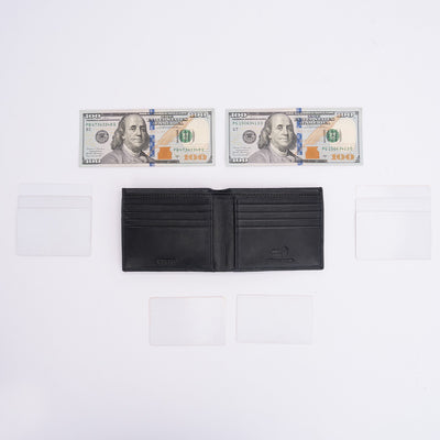 Italian Saffiano Leather RFID Wallet - Black