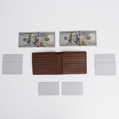 Genuine Leather RFID Wallet - Tan