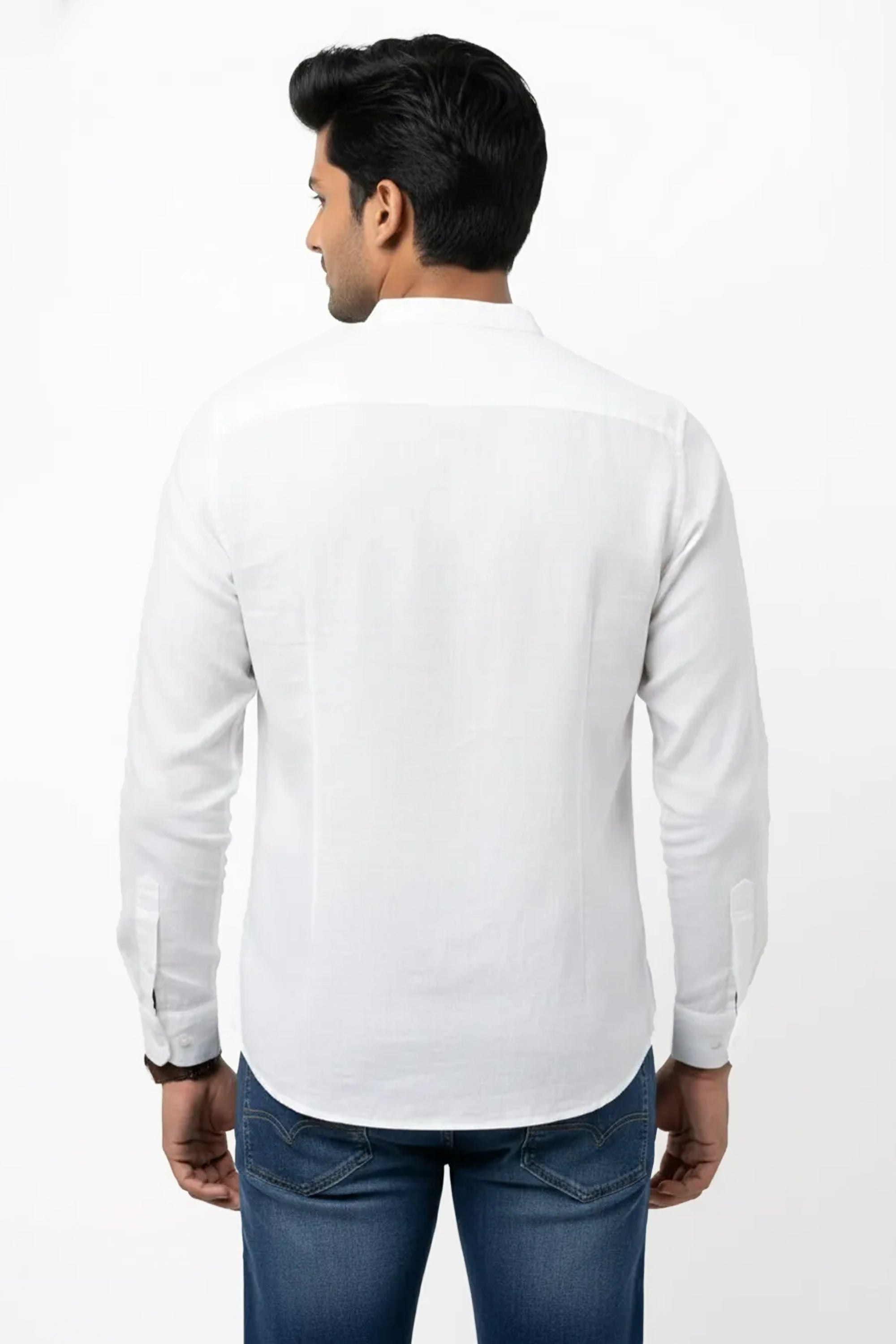 Slim Fit Prime Linen L/S Shirt - White