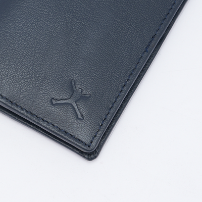 Genuine Leather Card Wallet - Navy Blue