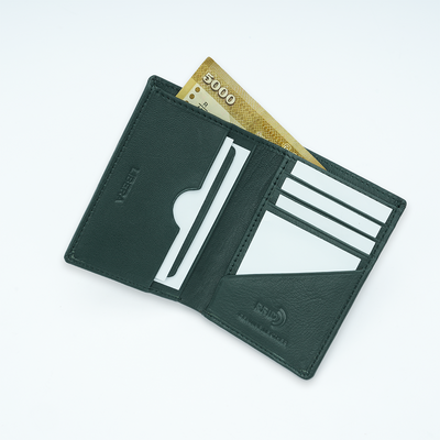 Genuine Leather Card Wallet - Green