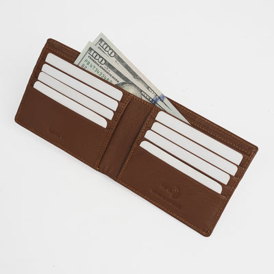 Genuine Leather RFID Wallet - Tan