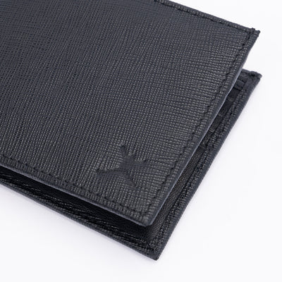 Italian Saffiano Leather RFID Wallet - Black