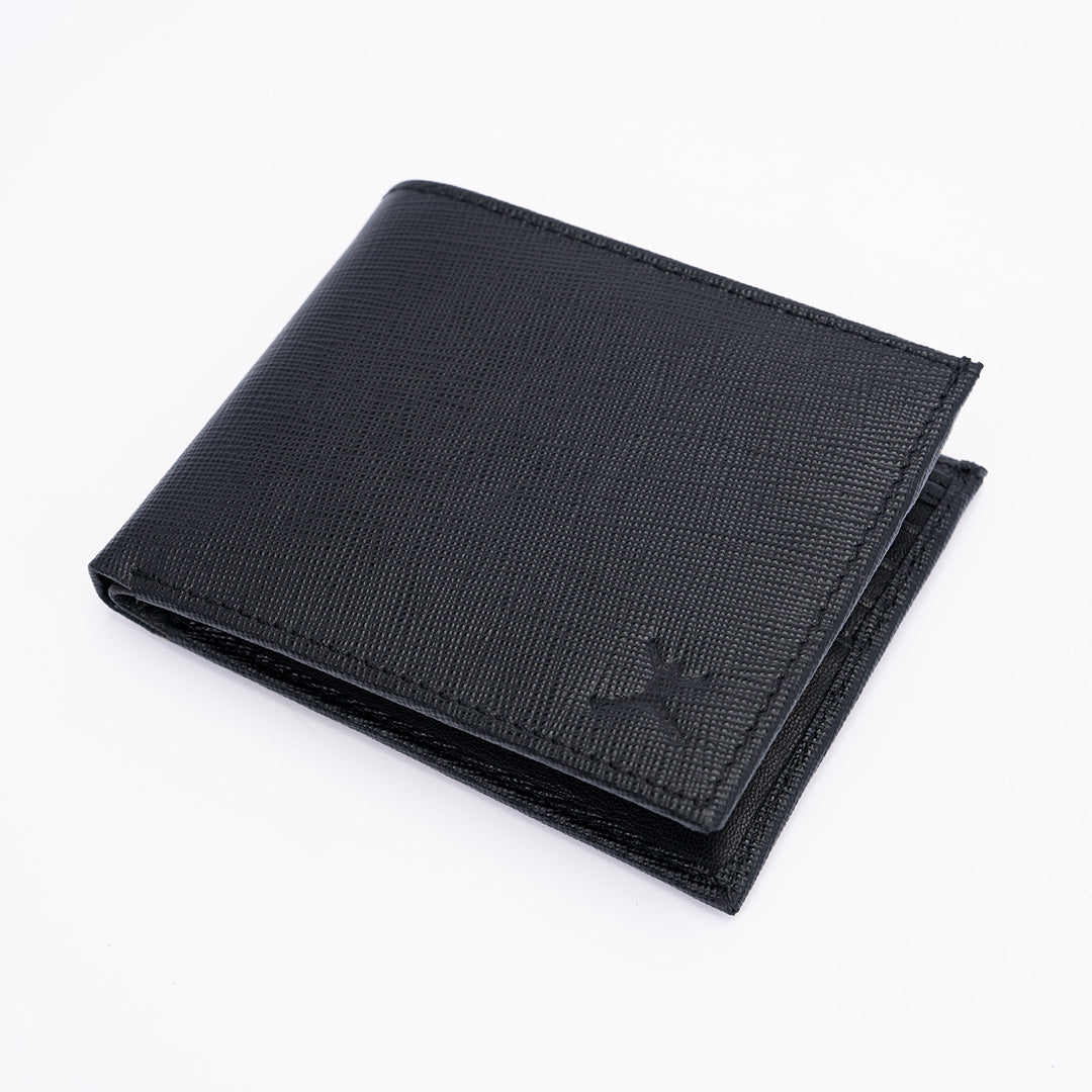 Italian Saffiano Leather RFID Wallet - Black