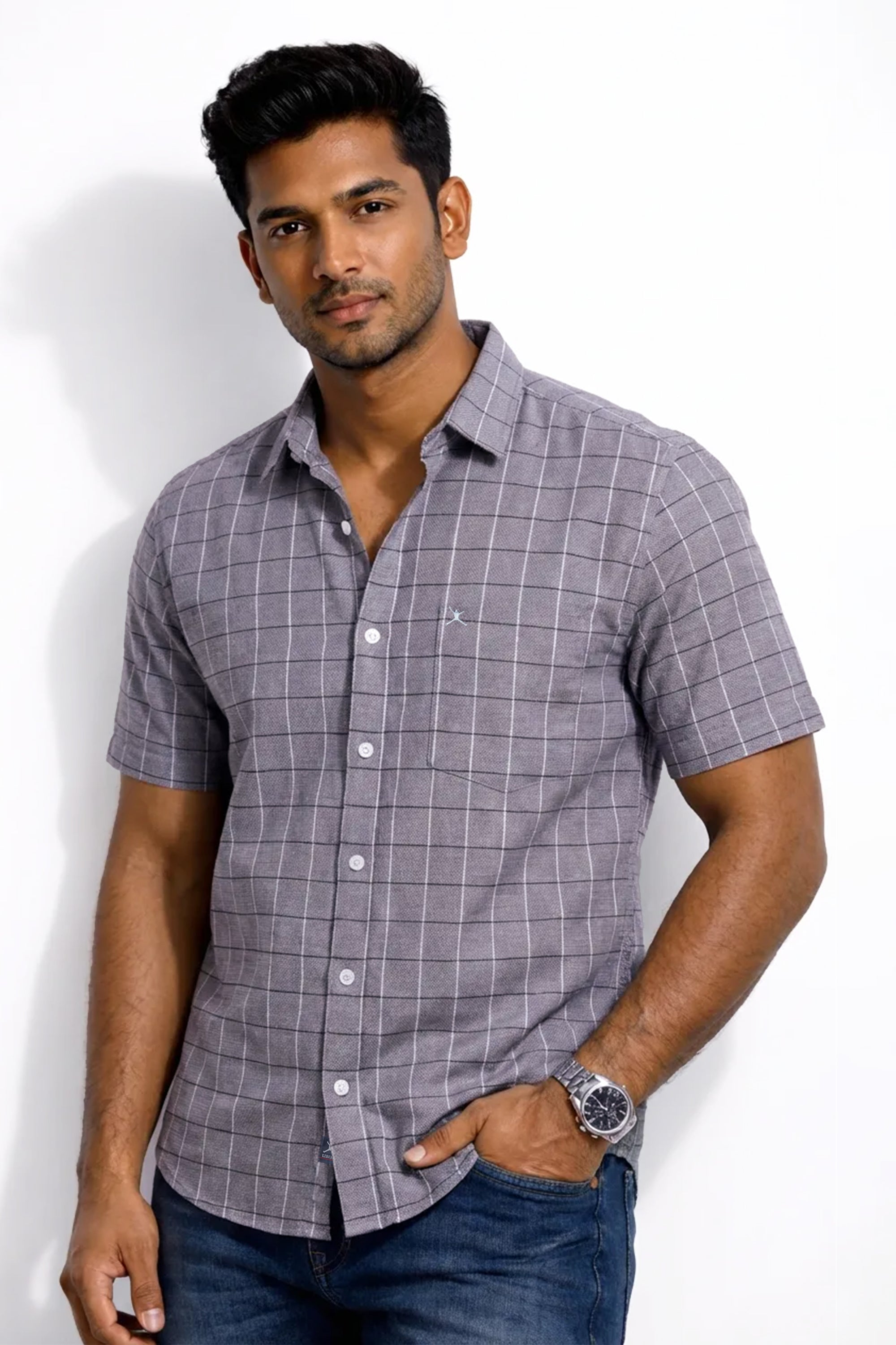 Slim Fit Cotton Check S/S Shirt