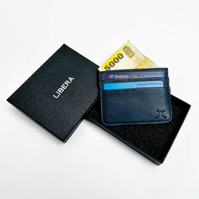 Leather Card Holder - Navy Blue