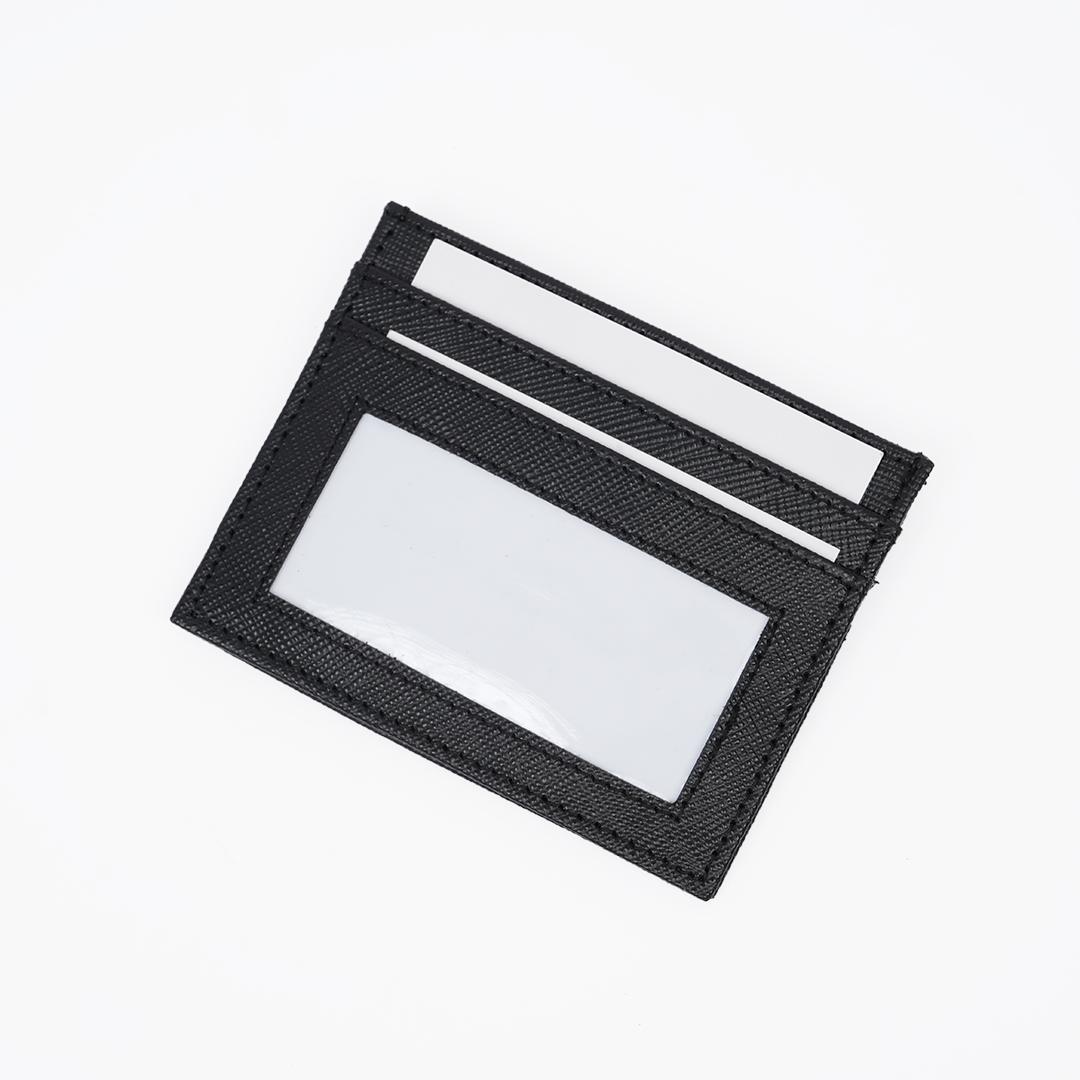 RFID Saffiano Leather Card Wallet - Black