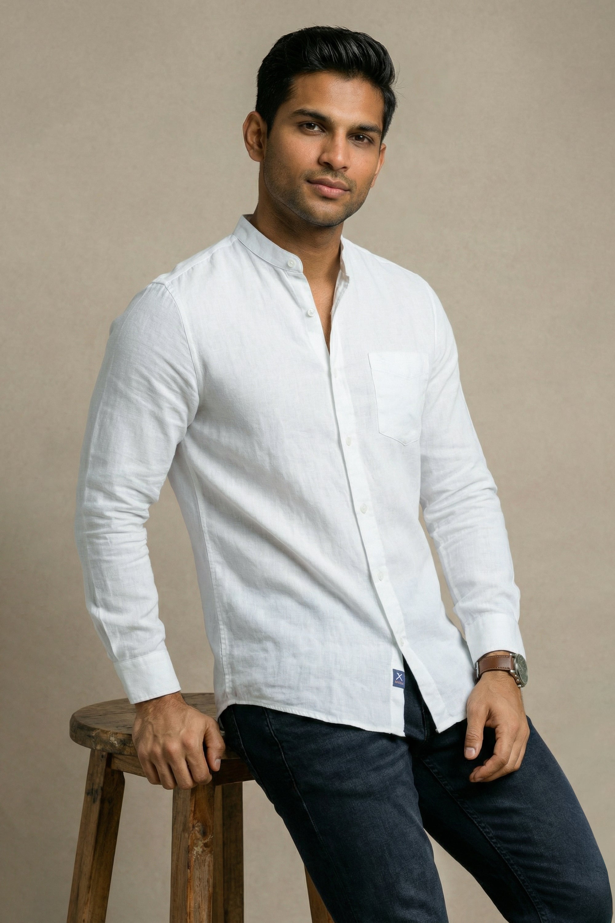 Slim Fit Linen L/S Shirt