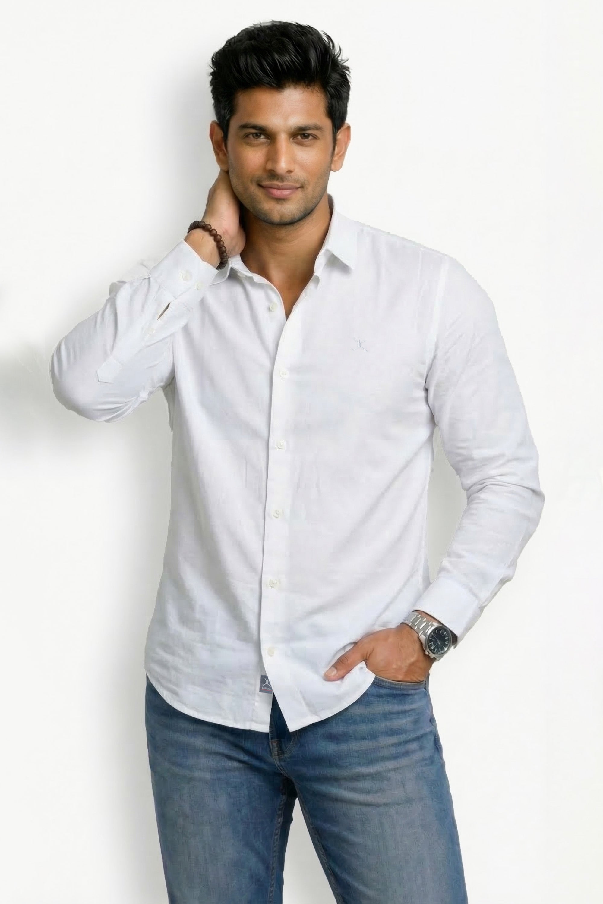 Slim Fit Cotton Plain L/S Shirt