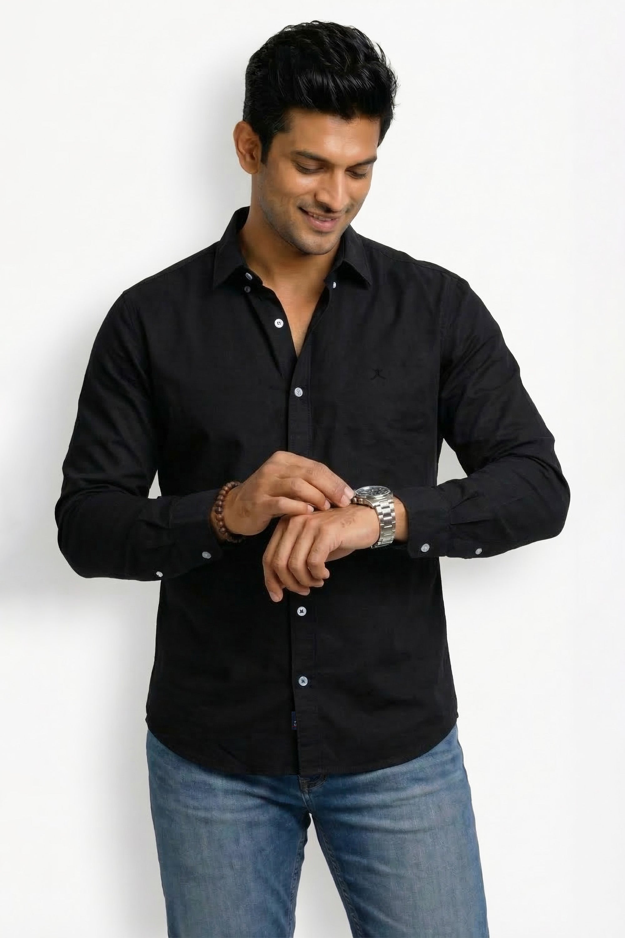 Slim Fit Cotton Plain L/S Shirt