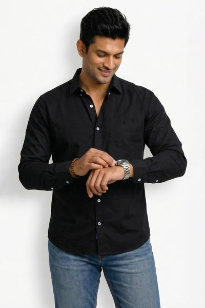 Slim Fit Cotton Plain L/S Shirt
