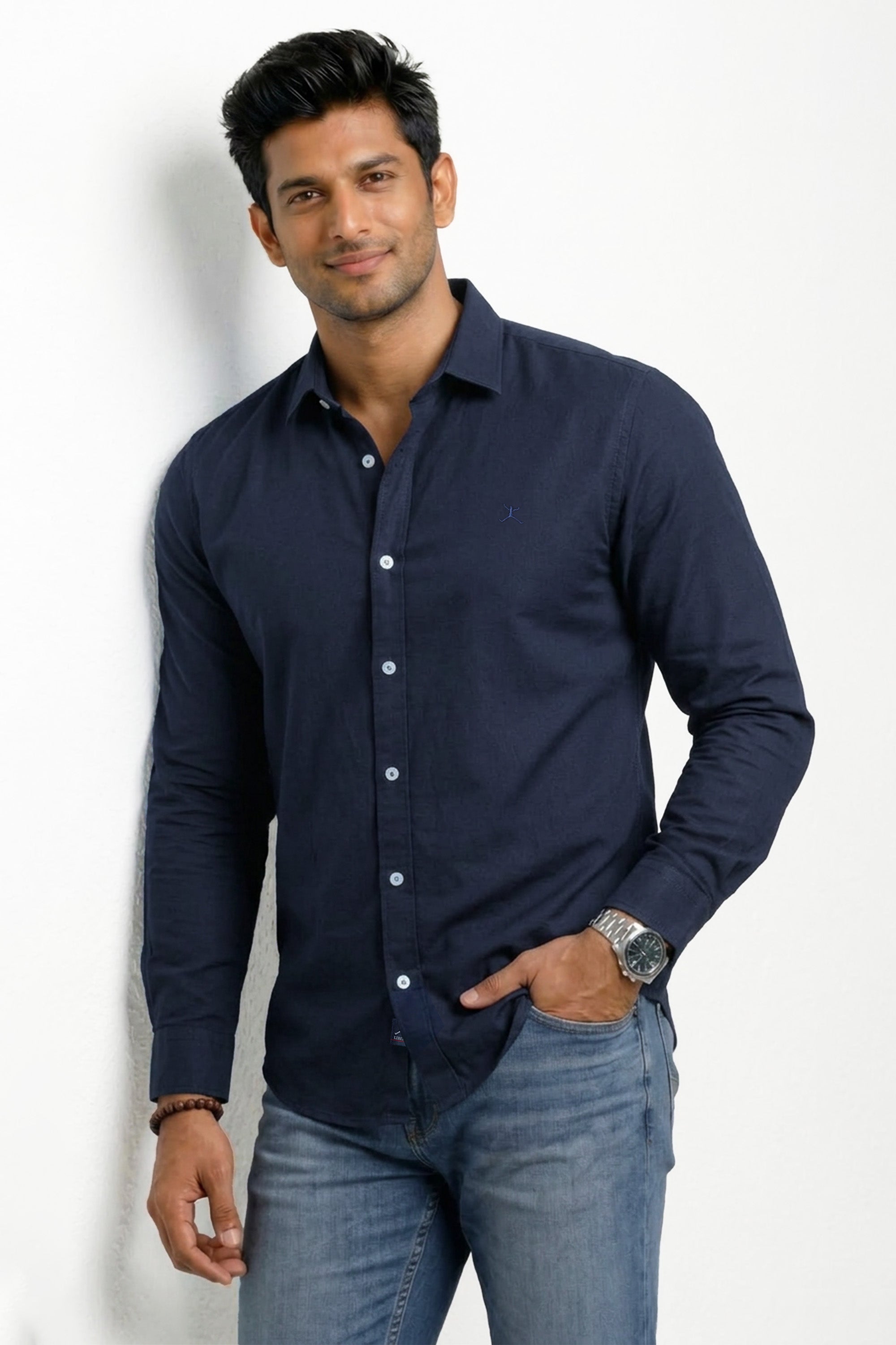 Slim Fit Cotton Plain L/S Shirt