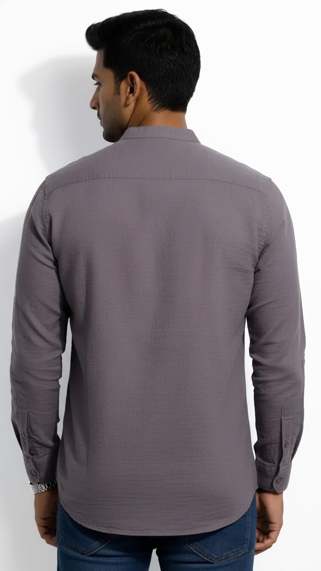 Slim Fit Cotton Plain L/S Half Kurta