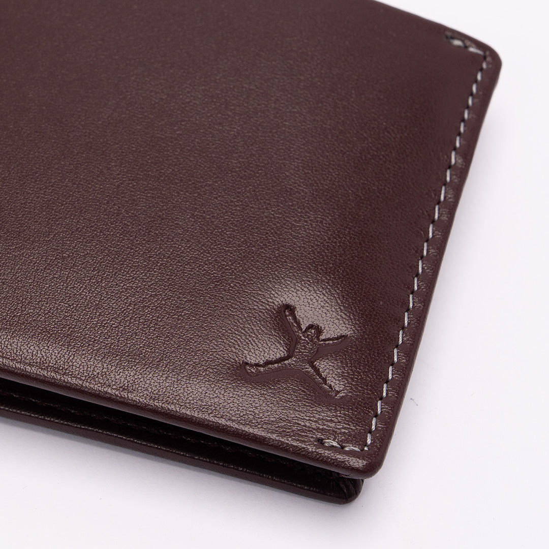 Italian Leather Hidden Pocket RFID Wallet - Burgundy