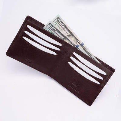 Italian Leather Hidden Pocket RFID Wallet - Burgundy