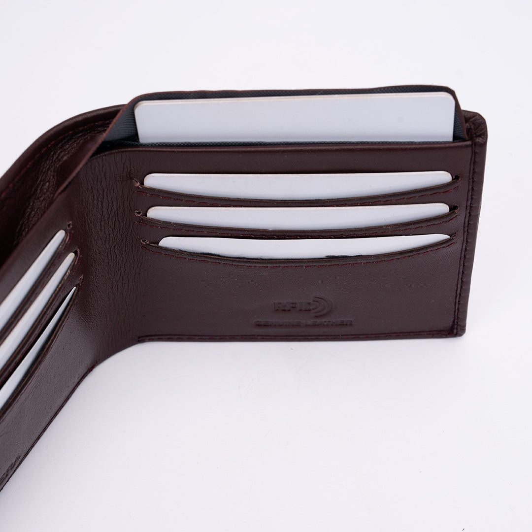Italian Leather Hidden Pocket RFID Wallet - Burgundy