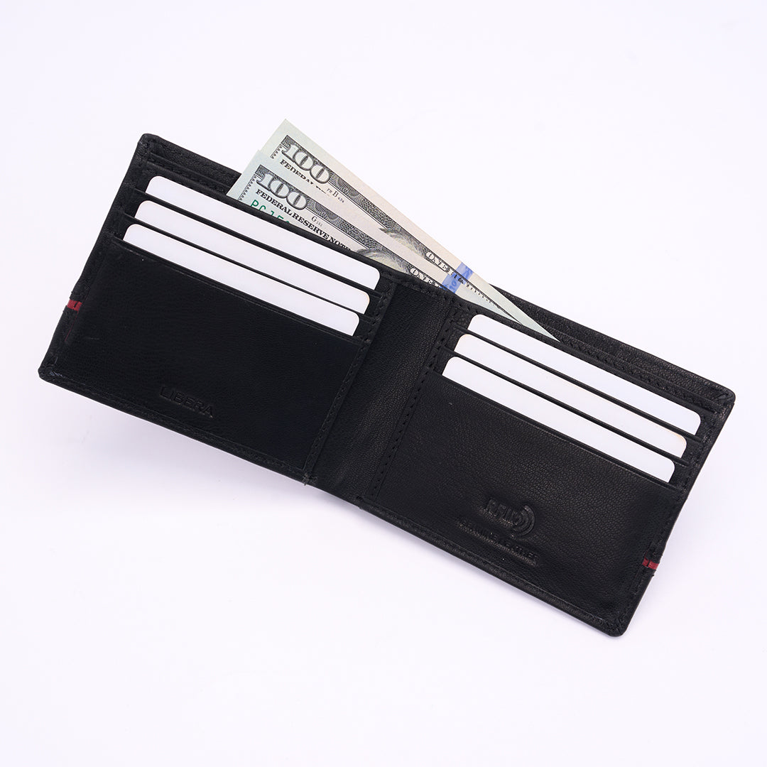 Genuine Leather RFID Wallet - Black
