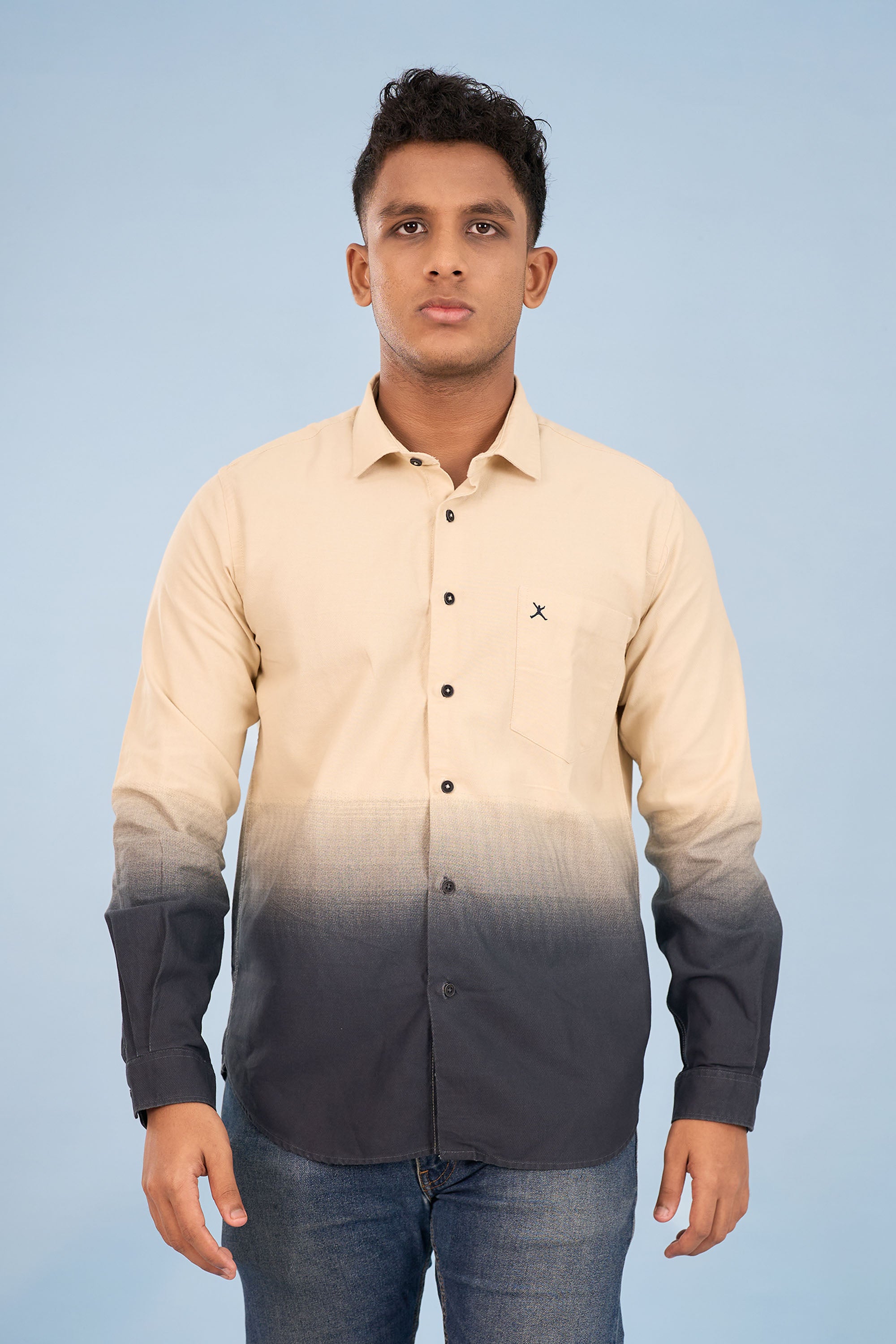 Slim Fit Ombre Plain Shirt - L/S