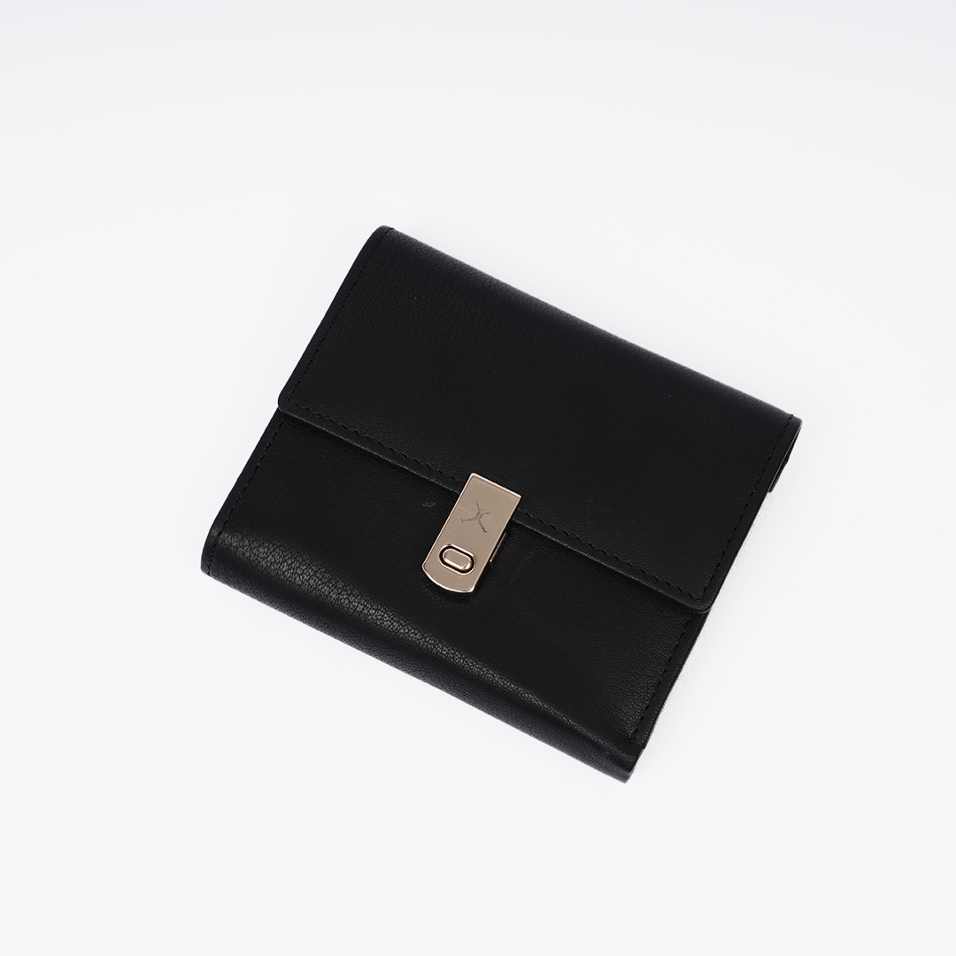 Italian Leather Ladies Wallet - Black