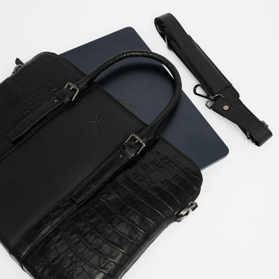 Italian Leather Executive Bag - Black