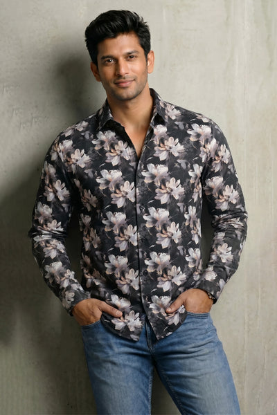 Slim Fit Cotton Printed L/S Shirt