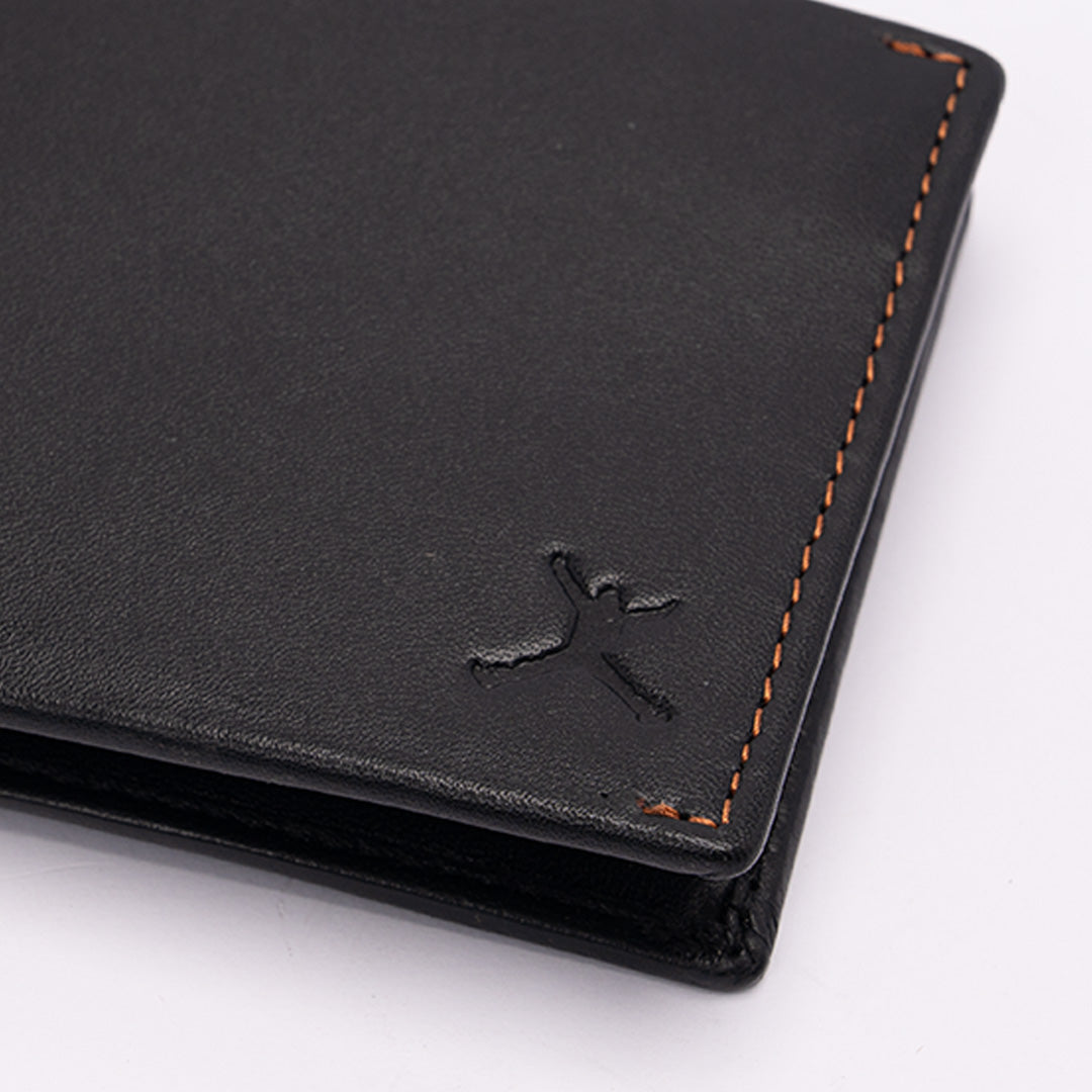 Italian Leather Hidden Pocket RFID Wallet - Black
