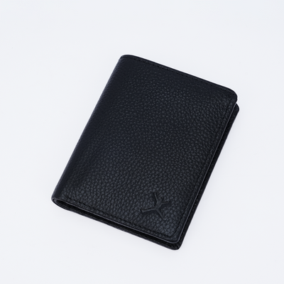 Genuine Pebbled Leather RFID Hip Wallet - Black