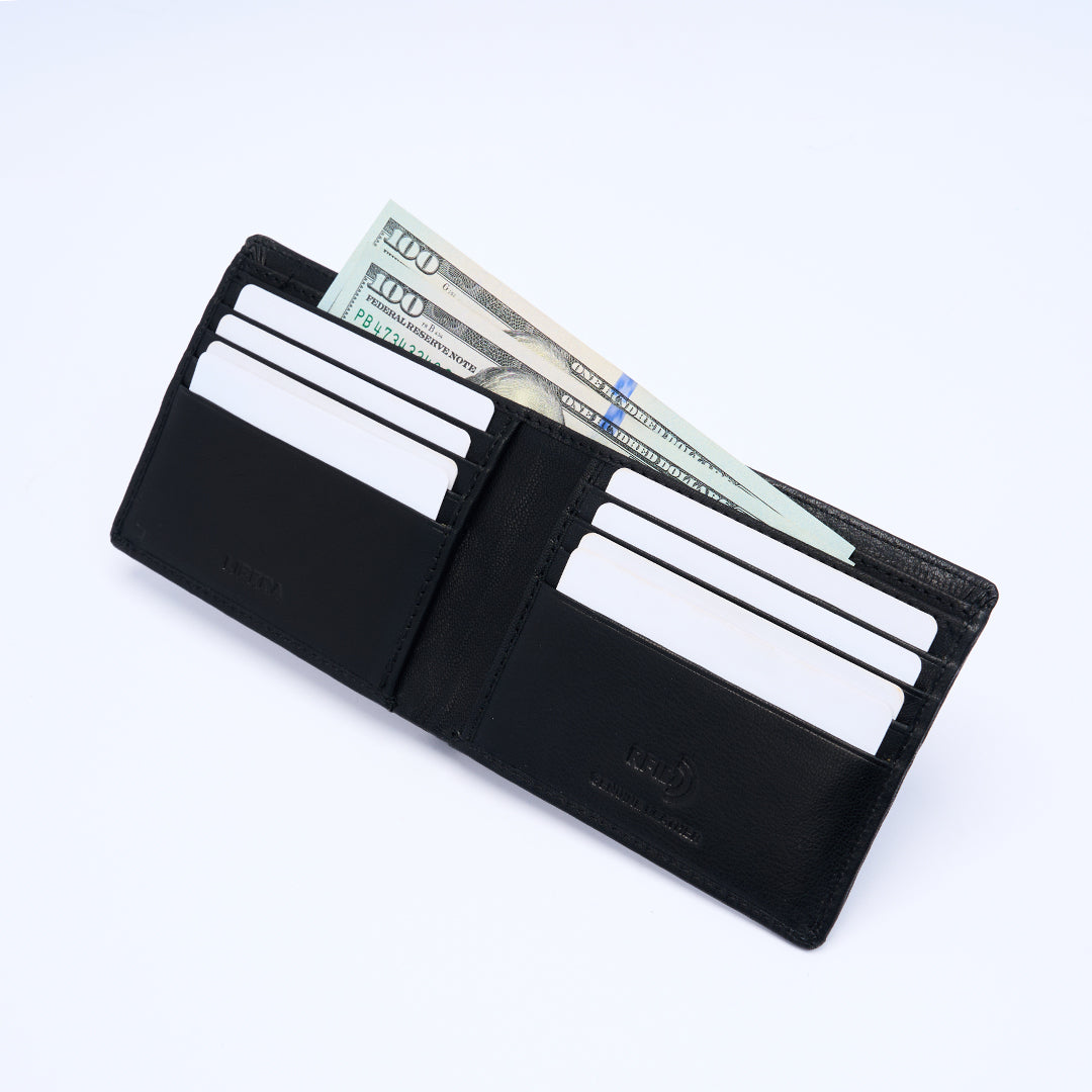 Genuine Leather RFID Wallet - Black