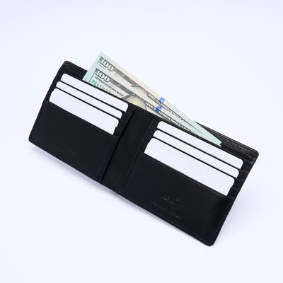 Genuine Leather RFID Wallet - Black