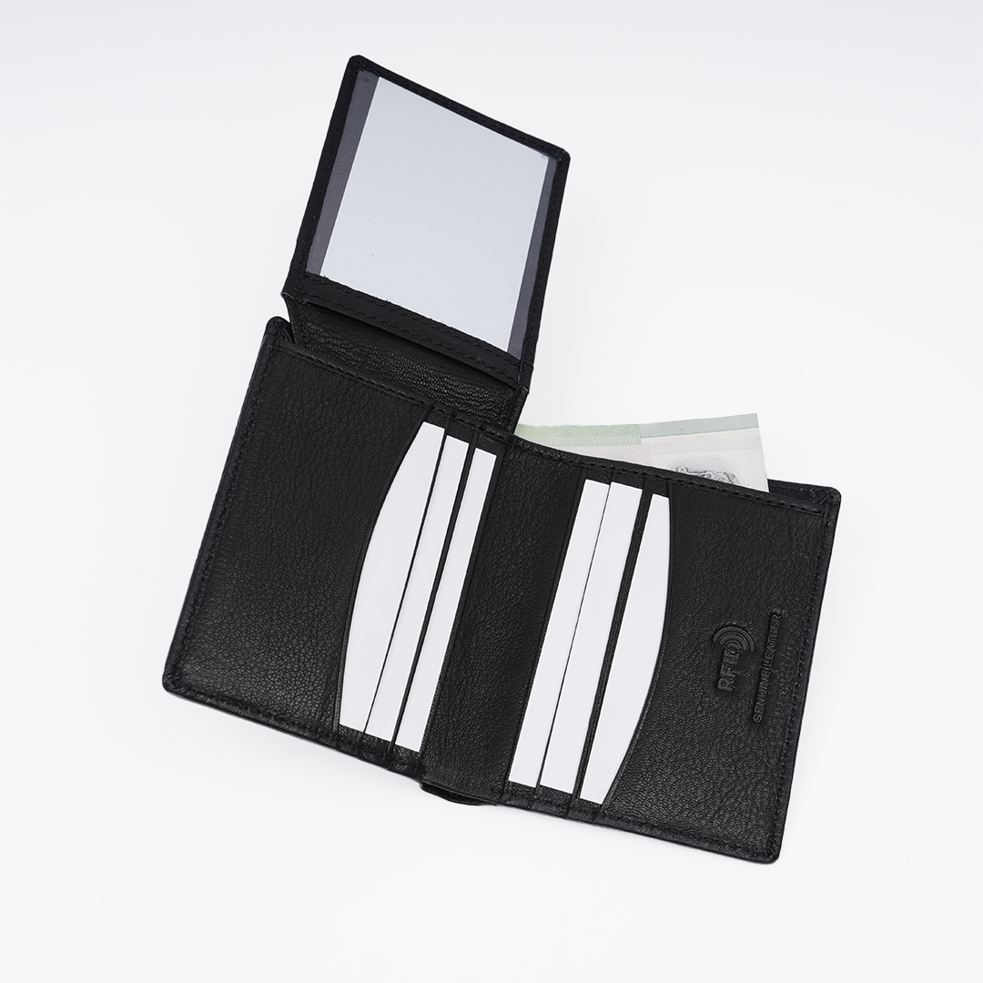 Genuine Leather RFID Hip Wallet - Black