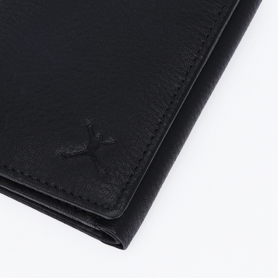 Genuine Leather RFID Tri Fold Wallet - Black