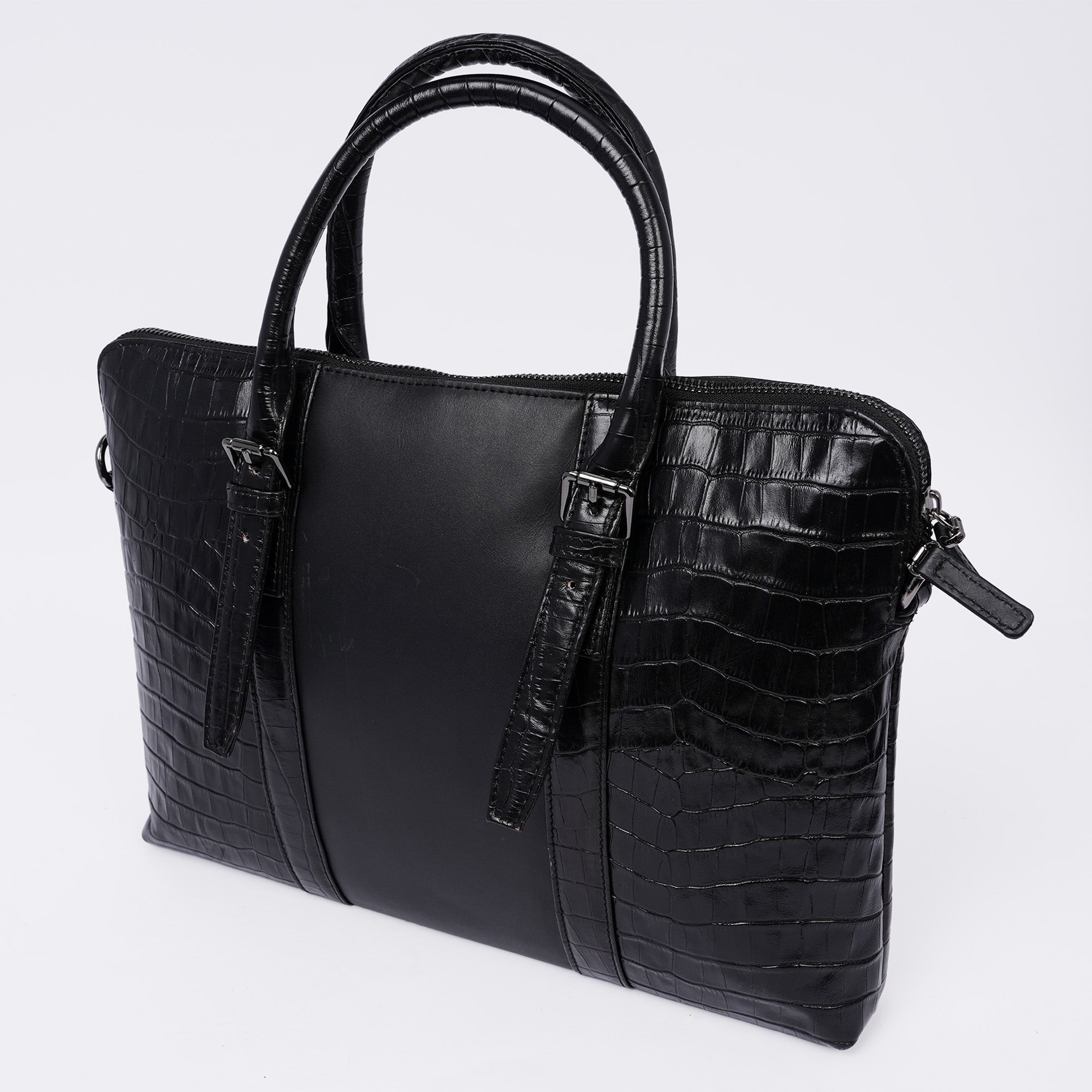 Italian Leather Executive Bag - Black
